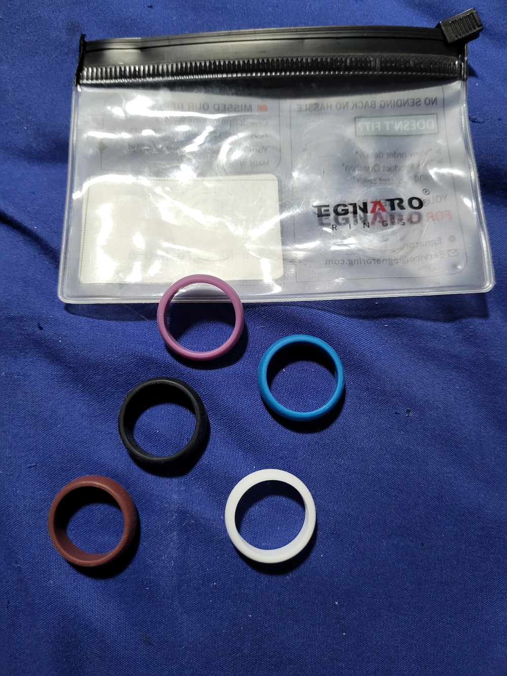 Silicone Smart Ring Set - 5 Pack (Black, White, Blue, Pink, Brown)